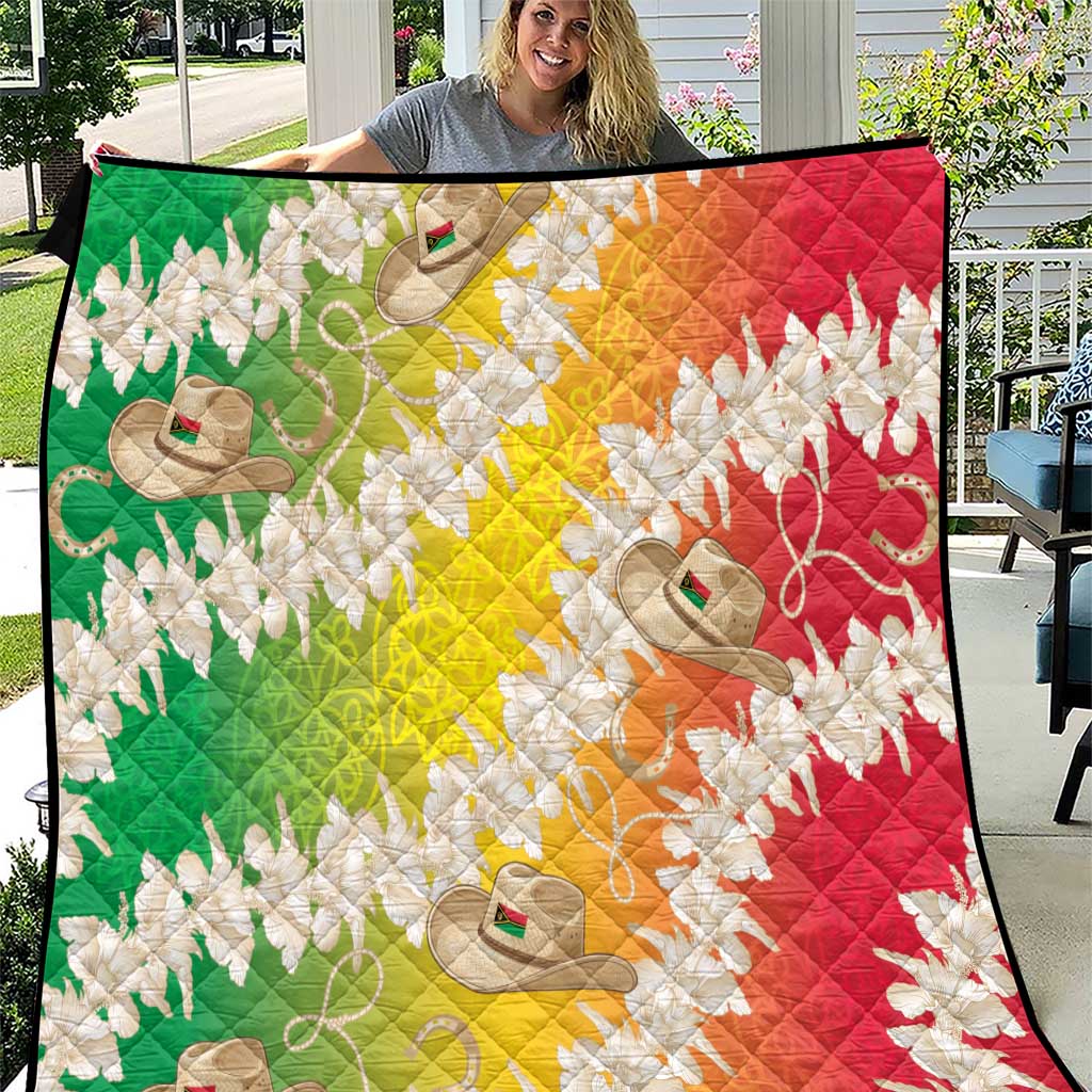 Vanuatu Cowboy Quilt Straw Hats Hibiscus With Sand Drawing - Polynesian Pride