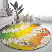 Vanuatu Cowboy Round Carpet Straw Hats Hibiscus With Sand Drawing - Polynesian Pride