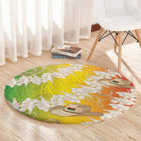 Vanuatu Cowboy Round Carpet Straw Hats Hibiscus With Sand Drawing - Polynesian Pride