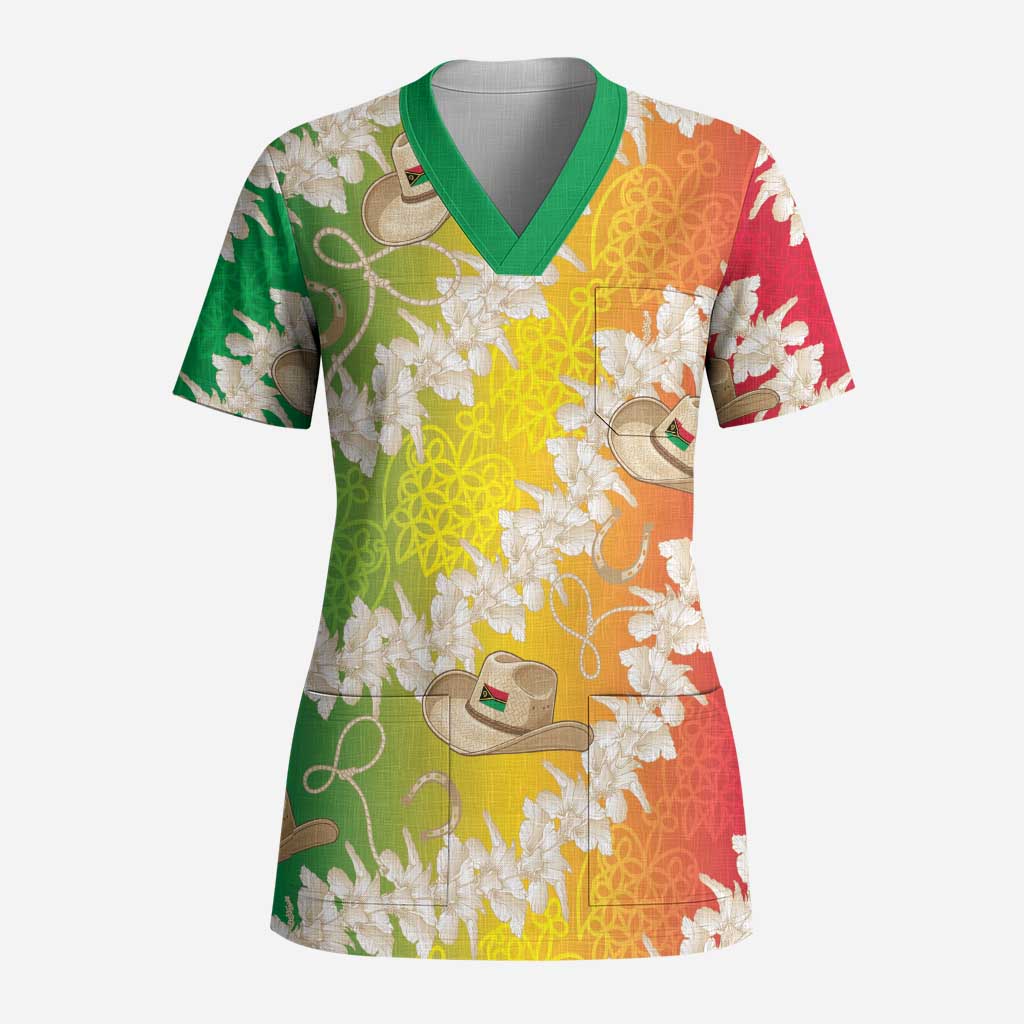 Vanuatu Cowboy Scrub Top Straw Hats Hibiscus With Sand Drawing LT14 Adult Reggae - Polynesian Pride