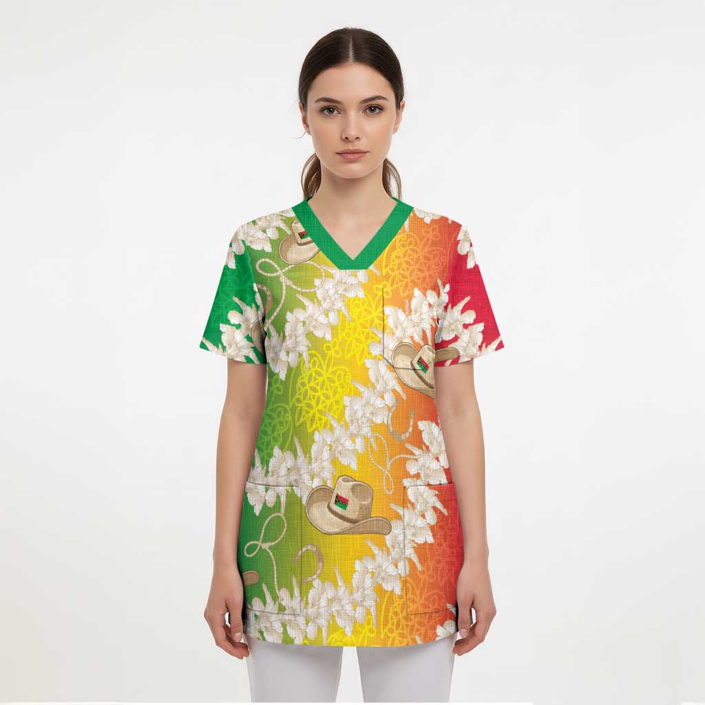 Vanuatu Cowboy Scrub Top Straw Hats Hibiscus With Sand Drawing LT14 - Polynesian Pride