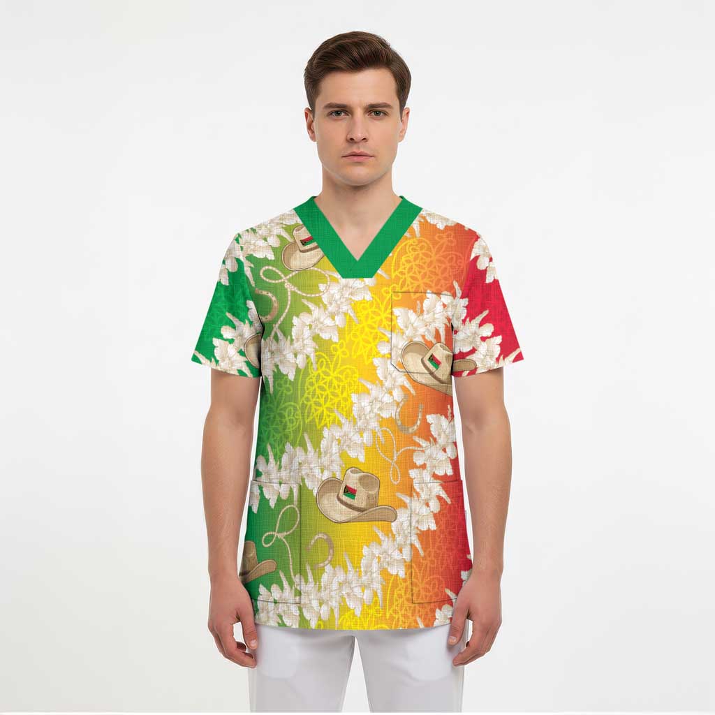 Vanuatu Cowboy Scrub Top Straw Hats Hibiscus With Sand Drawing LT14 - Polynesian Pride