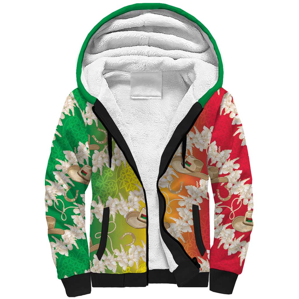 Vanuatu Cowboy Sherpa Hoodie Straw Hats Hibiscus With Sand Drawing LT14 Unisex Reggae - Polynesian Pride