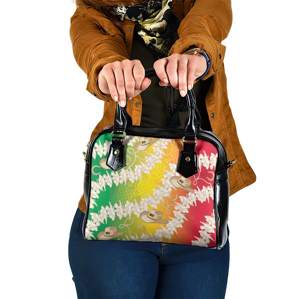 Vanuatu Cowboy Shoulder Handbag Straw Hats Hibiscus With Sand Drawing - Polynesian Pride