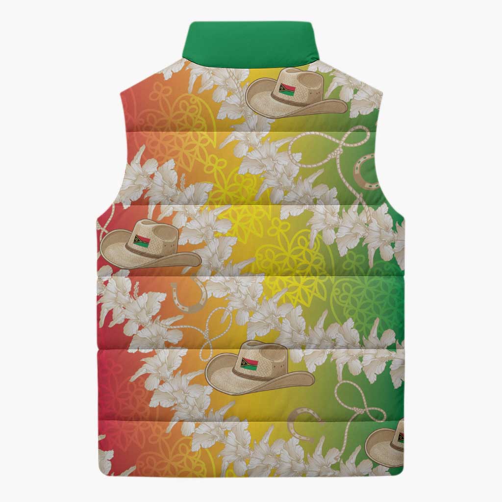 Vanuatu Cowboy Sleeveless Puffer Jacket Straw Hats Hibiscus With Sand Drawing LT14 - Polynesian Pride
