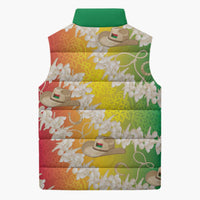 Vanuatu Cowboy Sleeveless Puffer Jacket Straw Hats Hibiscus With Sand Drawing LT14 - Polynesian Pride