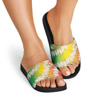 Vanuatu Cowboy Slide Sandals Straw Hats Hibiscus With Sand Drawing LT14 - Polynesian Pride