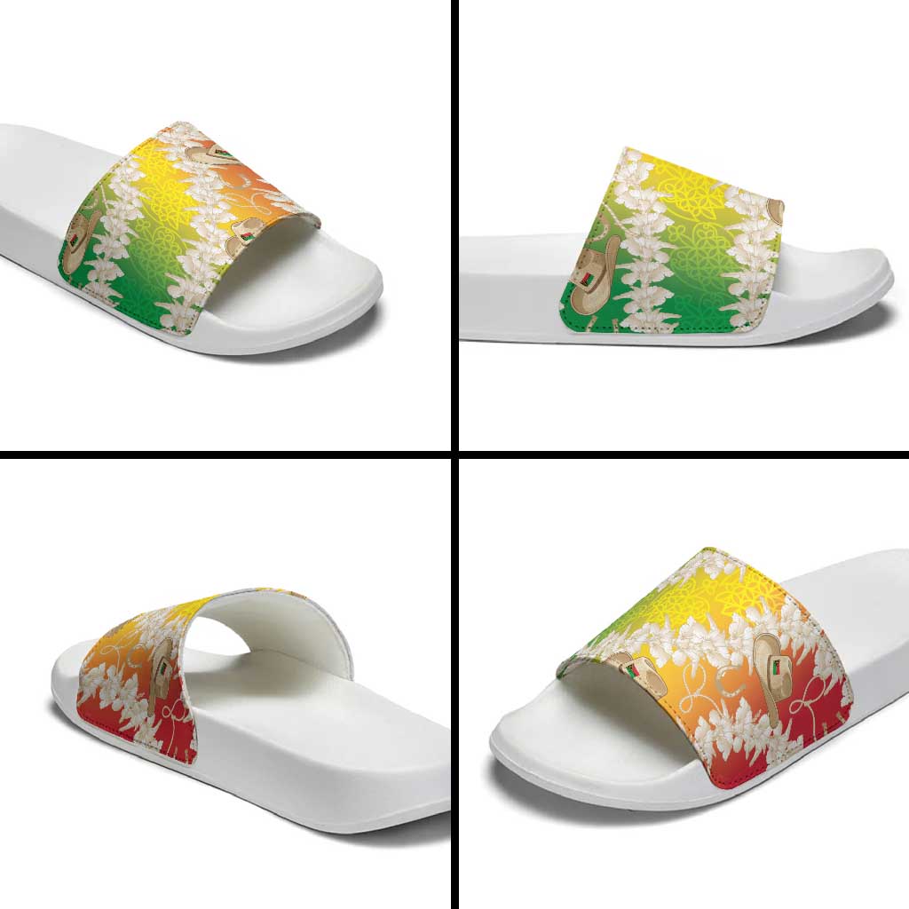 Vanuatu Cowboy Slide Sandals Straw Hats Hibiscus With Sand Drawing LT14 - Polynesian Pride