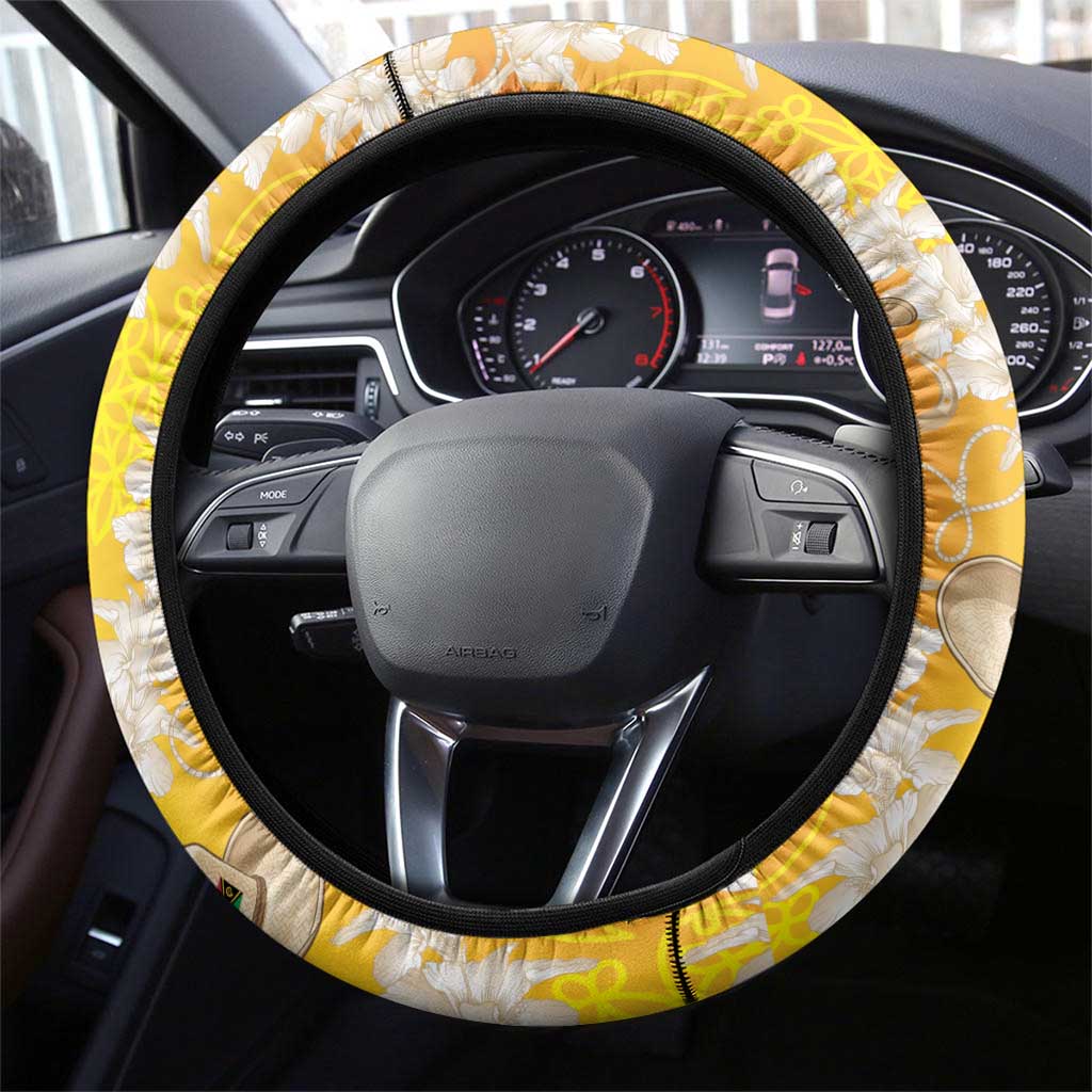 Vanuatu Cowboy Steering Wheel Cover Straw Hats Hibiscus With Sand Drawing LT14 - Polynesian Pride