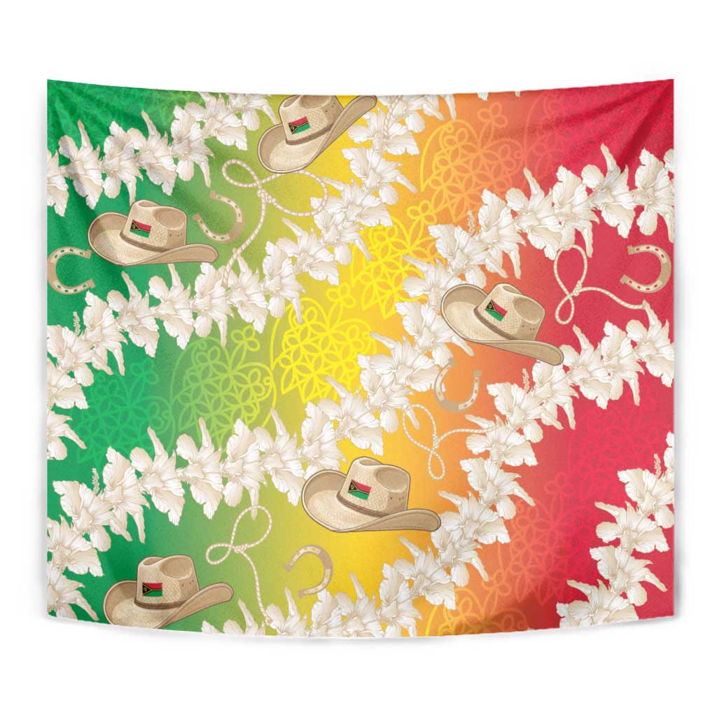 Vanuatu Cowboy Tapestry Straw Hats Hibiscus With Sand Drawing - Polynesian Pride