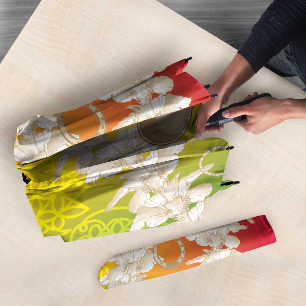 Vanuatu Cowboy Umbrella Straw Hats Hibiscus With Sand Drawing - Polynesian Pride