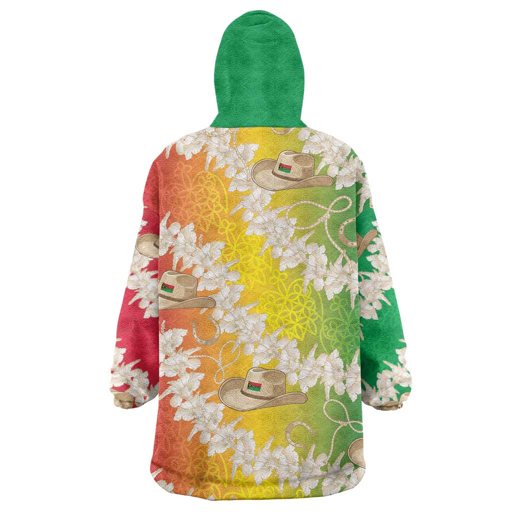 Vanuatu Cowboy Wearable Blanket Hoodie Straw Hats Hibiscus With Sand Drawing - Polynesian Pride