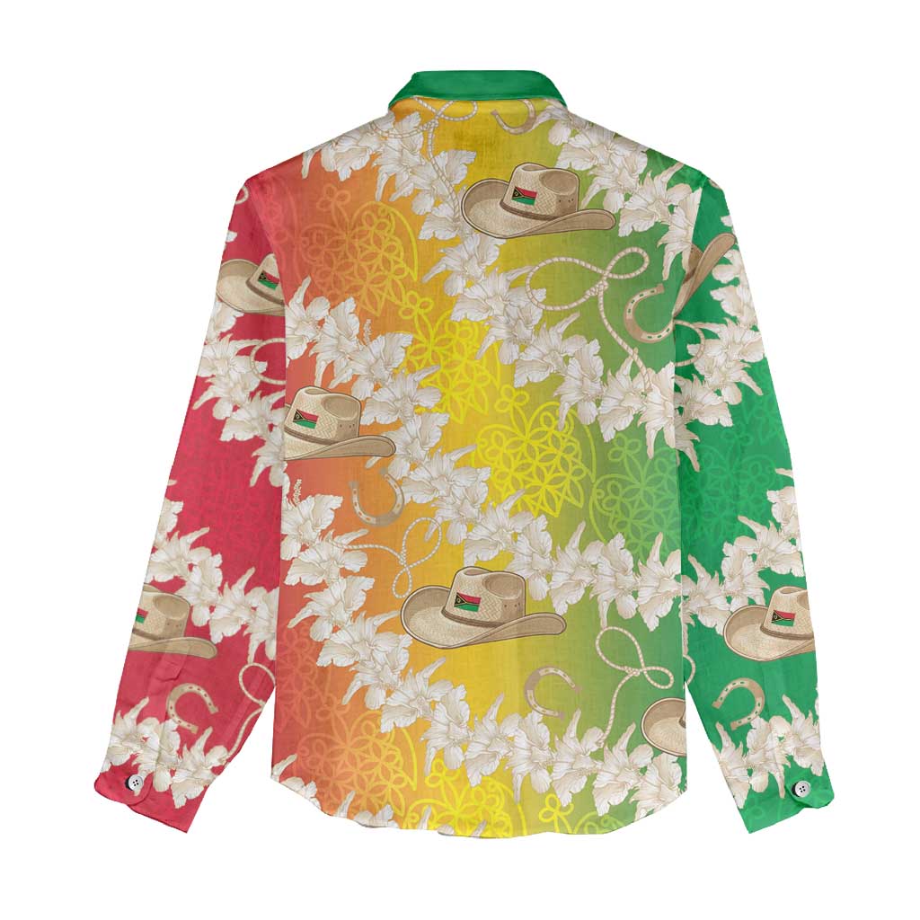 Vanuatu Cowboy Women Casual Shirt Straw Hats Hibiscus With Sand Drawing - Polynesian Pride