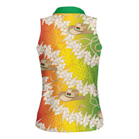 Vanuatu Cowboy Women Sleeveless Polo Shirt Straw Hats Hibiscus With Sand Drawing LT14 - Polynesian Pride