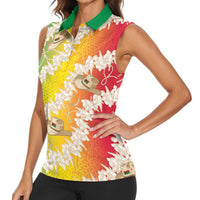 Vanuatu Cowboy Women Sleeveless Polo Shirt Straw Hats Hibiscus With Sand Drawing LT14 - Polynesian Pride