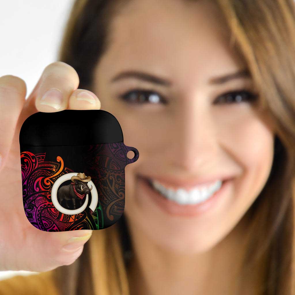 Vanuatu Boar Cowboy AirPods Case Tusk Gradient Polynesian Pattern LT14 - Polynesian Pride