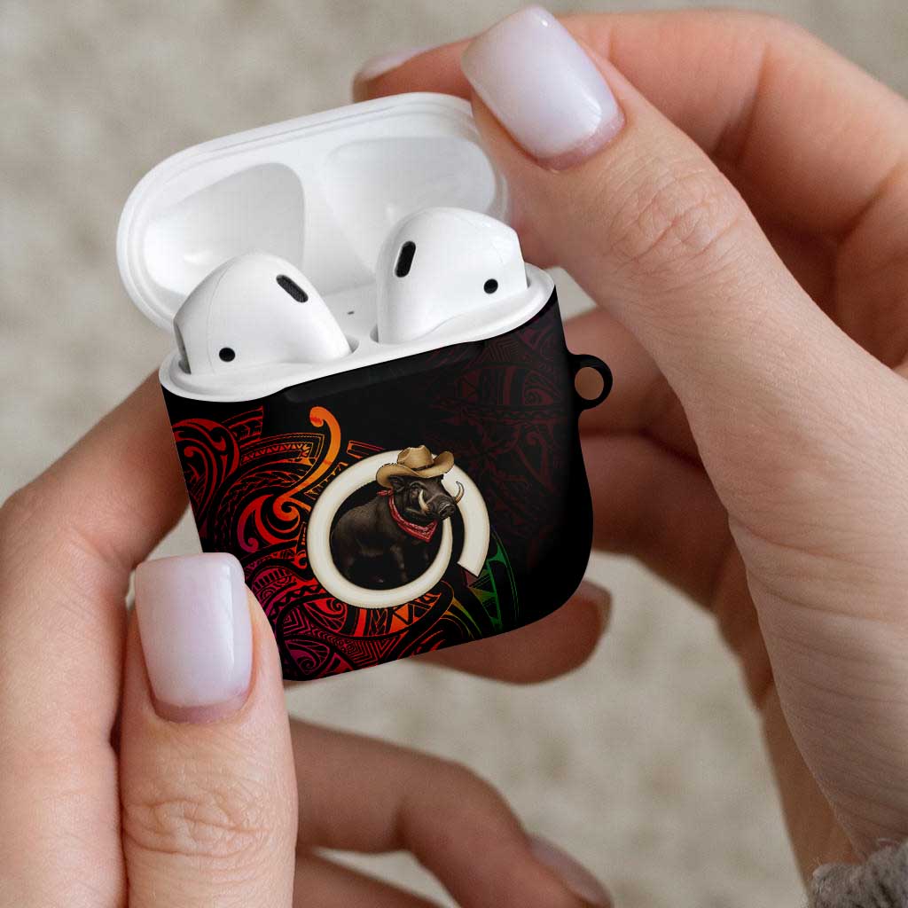 Vanuatu Boar Cowboy AirPods Case Tusk Gradient Polynesian Pattern LT14 - Polynesian Pride