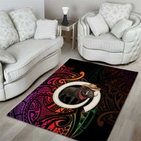 Vanuatu Boar Cowboy Area Rug Tusk Gradient Polynesian Pattern - Polynesian Pride