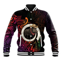 Vanuatu Boar Cowboy Baseball Jacket Tusk Gradient Polynesian Pattern LT14 Unisex Black - Polynesian Pride