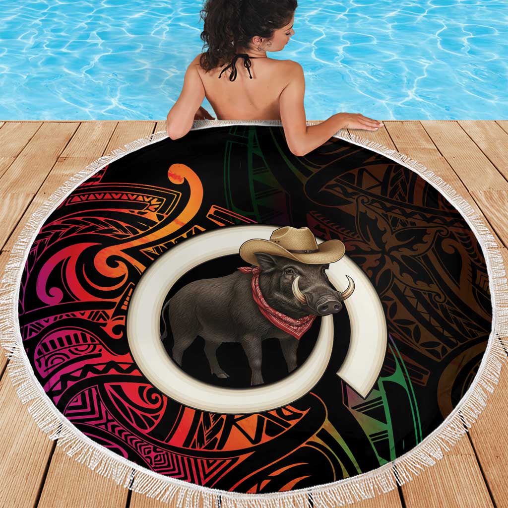 Vanuatu Boar Cowboy Beach Blanket Tusk Gradient Polynesian Pattern LT14 - Polynesian Pride
