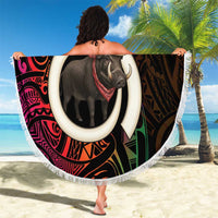 Vanuatu Boar Cowboy Beach Blanket Tusk Gradient Polynesian Pattern LT14 - Polynesian Pride