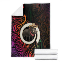 Vanuatu Boar Cowboy Blanket Tusk Gradient Polynesian Pattern - Polynesian Pride