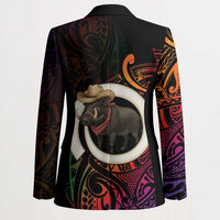 Vanuatu Boar Cowboy Blazer Tusk Gradient Polynesian Pattern LT14 - Polynesian Pride