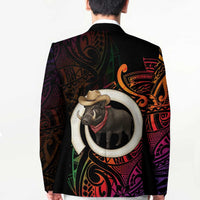 Vanuatu Boar Cowboy Blazer Tusk Gradient Polynesian Pattern LT14 - Polynesian Pride