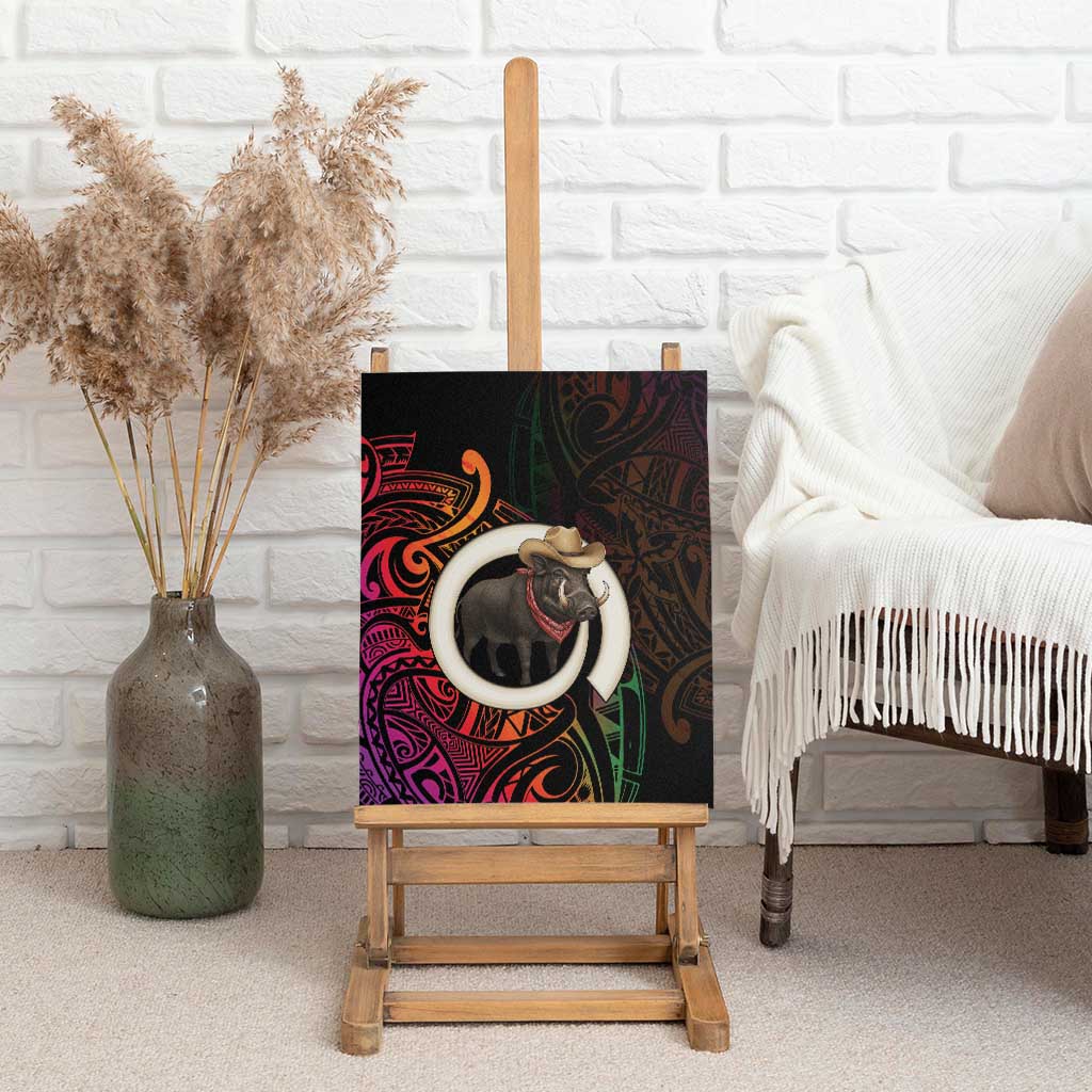 Vanuatu Boar Cowboy Canvas Wall Art Tusk Gradient Polynesian Pattern LT14 - Polynesian Pride