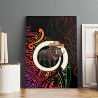 Vanuatu Boar Cowboy Canvas Wall Art Tusk Gradient Polynesian Pattern LT14 - Polynesian Pride