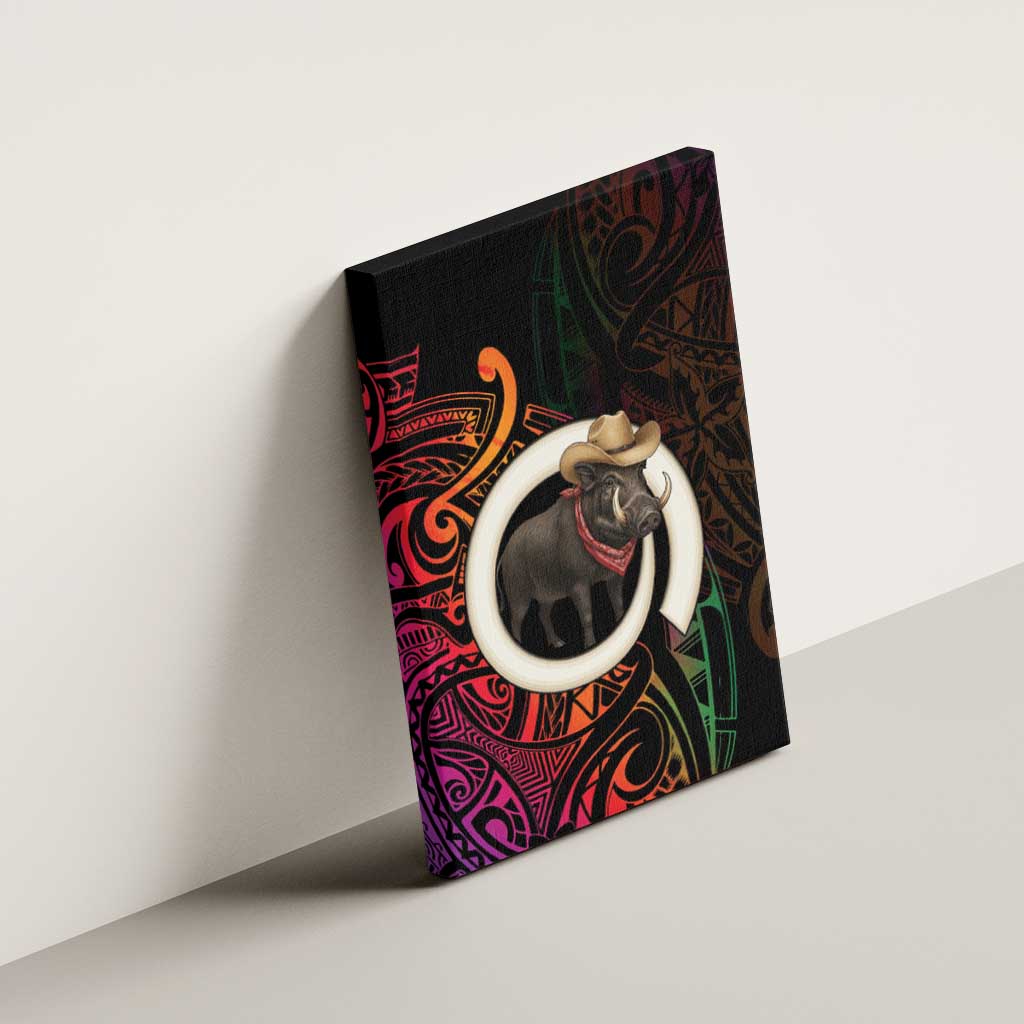Vanuatu Boar Cowboy Canvas Wall Art Tusk Gradient Polynesian Pattern LT14 - Polynesian Pride