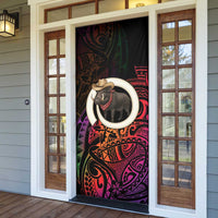 Vanuatu Boar Cowboy Door Cover Tusk Gradient Polynesian Pattern - Polynesian Pride