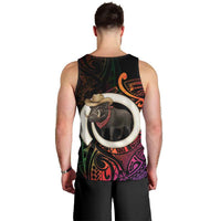 Vanuatu Boar Cowboy Men Tank Top Tusk Gradient Polynesian Pattern - Polynesian Pride