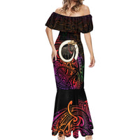 Vanuatu Boar Cowboy Mermaid Dress Tusk Gradient Polynesian Pattern - Polynesian Pride