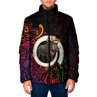 Vanuatu Boar Cowboy Padded Jacket Tusk Gradient Polynesian Pattern LT14 Men Black - Polynesian Pride