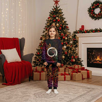 Vanuatu Boar Cowboy Christmas Pajama Set Tusk Gradient Polynesian Pattern LT14 Kid Black - Polynesian Pride