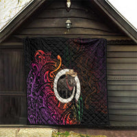 Vanuatu Boar Cowboy Quilt Tusk Gradient Polynesian Pattern - Polynesian Pride