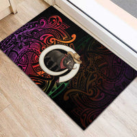 Vanuatu Boar Cowboy Rubber Doormat Tusk Gradient Polynesian Pattern LT14 - Polynesian Pride