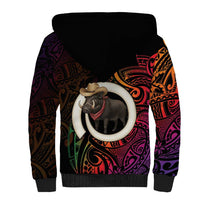 Vanuatu Boar Cowboy Sherpa Hoodie Tusk Gradient Polynesian Pattern LT14 - Polynesian Pride