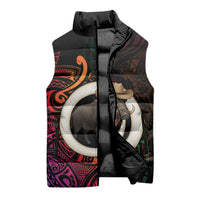 Vanuatu Boar Cowboy Sleeveless Puffer Jacket Tusk Gradient Polynesian Pattern LT14 - Polynesian Pride