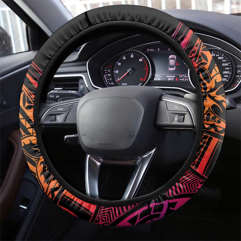 Vanuatu Boar Cowboy Steering Wheel Cover Tusk Gradient Polynesian Pattern LT14 - Polynesian Pride