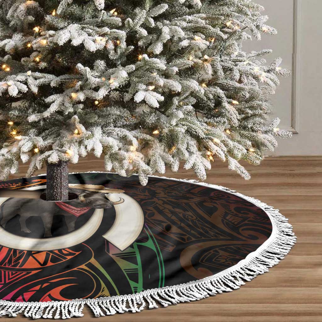 Vanuatu Boar Cowboy Tree Skirt Tusk Gradient Polynesian Pattern LT14 - Polynesian Pride