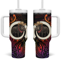 Vanuatu Boar Cowboy Tumbler With Handle Tusk Gradient Polynesian Pattern - Polynesian Pride