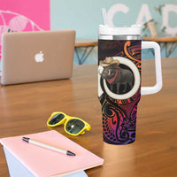 Vanuatu Boar Cowboy Tumbler With Handle Tusk Gradient Polynesian Pattern - Polynesian Pride