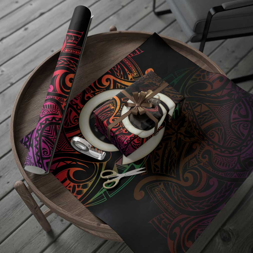 Vanuatu Boar Cowboy Wrapping Paper Tusk Gradient Polynesian Pattern LT14 - Polynesian Pride