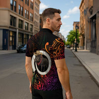 Vanuatu Boar Cowboy Zipper Polo Shirt Tusk Gradient Polynesian Pattern LT14 - Polynesian Pride