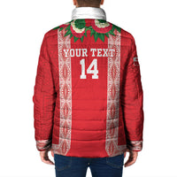 Mate Ma'a Tonga Rugby Custom Padded Jacket Tongan Kahoa Lei Ngatu Pattern Red LT14 - Polynesian Pride