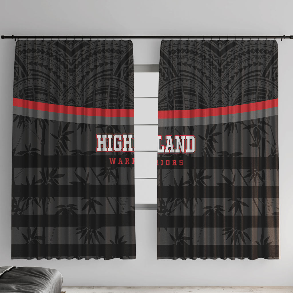 Fiji Naitasiri Rugby Window Curtain Go Highland Warriors LT14 With Hooks Black - Polynesian Pride