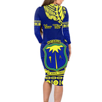 Personalised Fiji Natabua High School Family Matching Long Sleeve Bodycon Dress and Hawaiian Shirt Fijian Tapa Pattern LT14 - Polynesian Pride