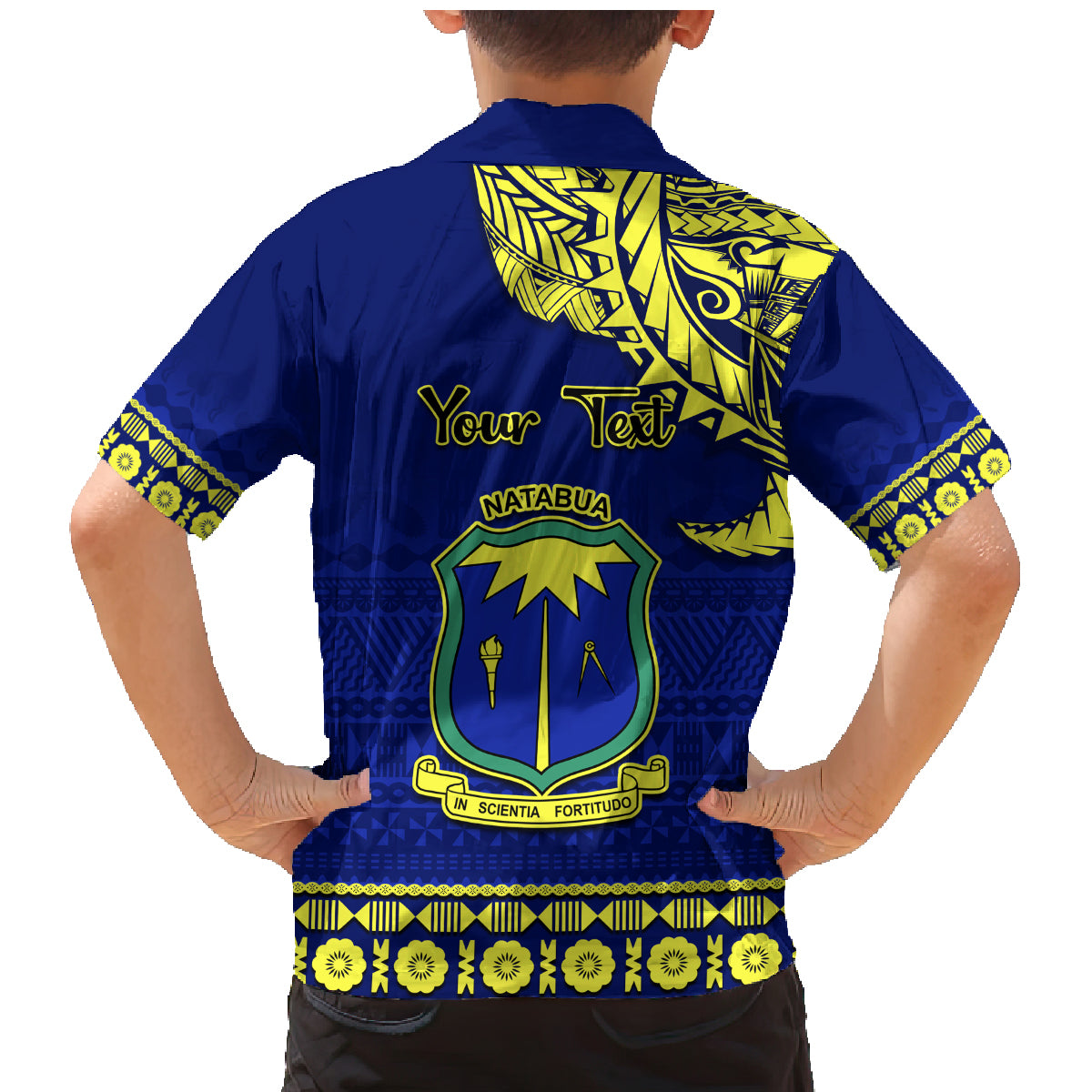 Personalised Fiji Natabua High School Family Matching Mermaid Dress and Hawaiian Shirt Fijian Tapa Pattern LT14 - Polynesian Pride